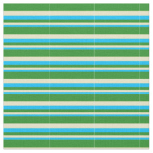 Tissu Bleu du ciel profond, verge d'or pâle et vert de l
