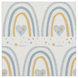 Tissu Bleu Dusty Gold Muted Rainbow Stars Baby Nursery