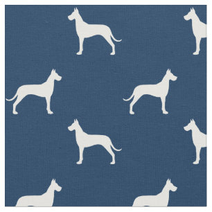 Tissu Bleu et blanc de motif de silhouettes de chien de