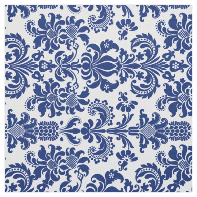 Tissu Bleu Floral Damas Custom Yellow Arrière - plan (Échantillon)