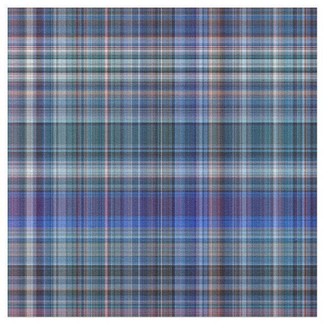 Tissu Bleu Madras Plaid Stripes Imprimer Motif (Fermer)