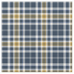 Tissu Bleu marine et plaid sport jaune or