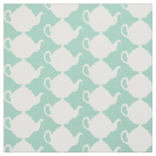 Tissu Bleu oeuf de canard vert et blanc Teapots Motif de