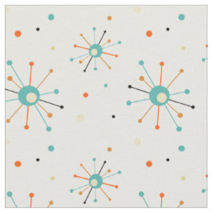 Tissu Bleu orange étoile atomique Motif du milieu du siè