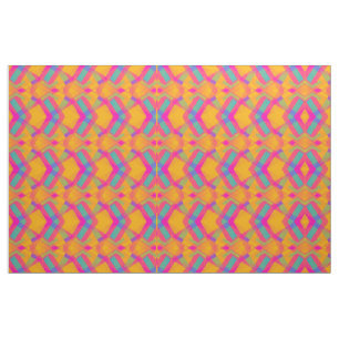 Tissu bleu rose orange aztèque heureux de motif