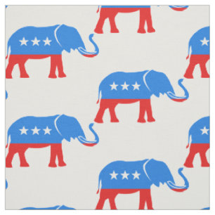 Tissu Bleu rouge bleu républicain éléphant patriotiqu