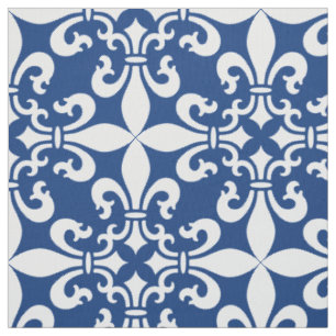Tissu Bleu royal de French Fleur de Lys Pattern