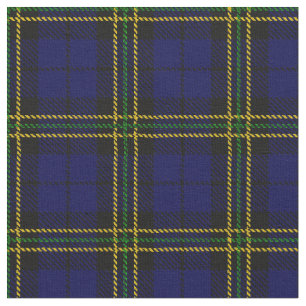 Tissu Bleu royal foncé, vert, jaune, plaid de rayure