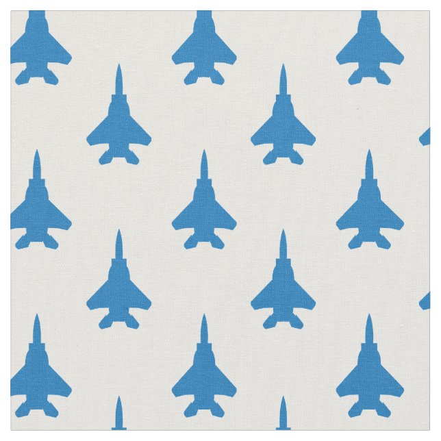 Tissu Bleu sur Motif blanc F-15 Fighter Jet (Fermer)