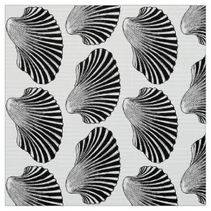 Tissu Blocage de coquille de saint Jacques, noir et blan