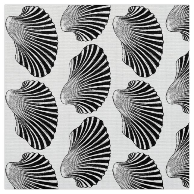 Tissu Blocage de coquille de saint Jacques, noir et blan (Échantillon)