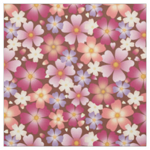 Tissu Blossoms mixtes rêvés à Brown échelle