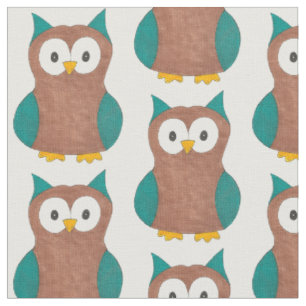 Tissu Blue Brown Wise Old Owl Poster de animal