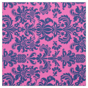Tissu Blue Floral Damas Custom Pink Arrière - plan