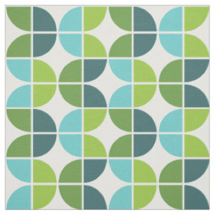 Tissu Blue Green Retro Quarters Motif