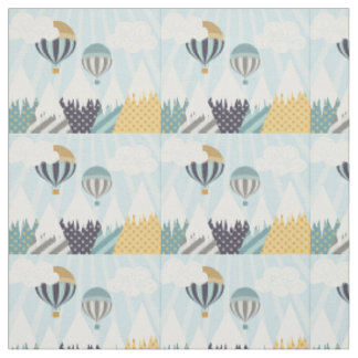 Tissu Blue Hot Air Balloons