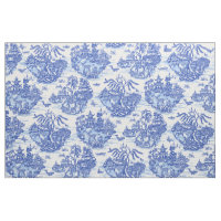 Blue Willow Animal Rabbit White Whimsical Toile