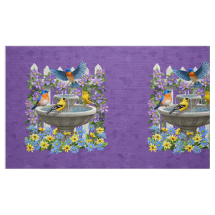 Tissu Bluebird Goldfinch Birdbath Violet Coussin Taille
