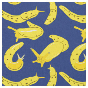 Tissu Bluge jaune vif, boue de banane bleue royale illus