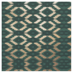 Tissu Bohême Gold Forest Green Ikat Motif