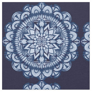 Tissu Bohemian Navy Blue Tie Dye Mandala