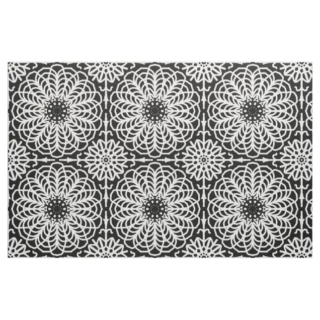 Tissu Boho Abstrait géométrique blanc noir (Fat Quarter)