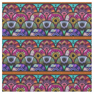 Tissu Boho Beauté, Violet, Aqua, Violet, Motif de répéti