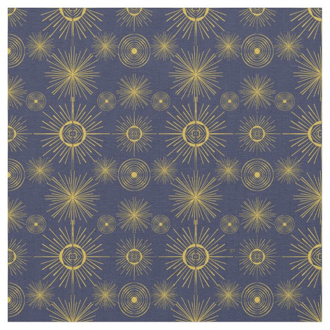 Tissu Boho Celestial Sun Stars Motif bleu (Fermer)