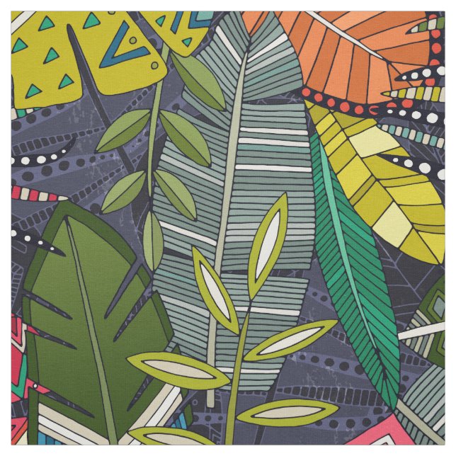 Tissu boho hojas minuit (Échantillon)