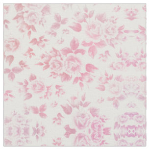 Tissu Boho vintage pays chic rose blanc roses florales