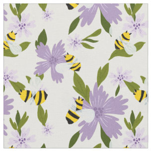 Tissu Bombes et fleurs violettes