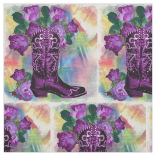Tissu Bottes de cowboy pourpres occidentales avec le