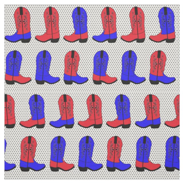 Tissu Bottes de cowboy rouge et bleu sur Arrière - plan  (Échantillon)