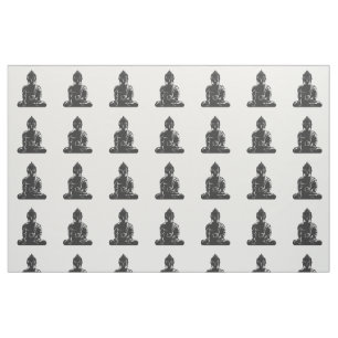 Tissu Bouddha, noir sur blanc, bouddhisme, paix, zen, yo