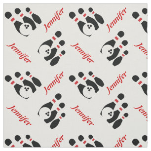 Tissu Boule de Bowling épingles rouge noir avec nom pers