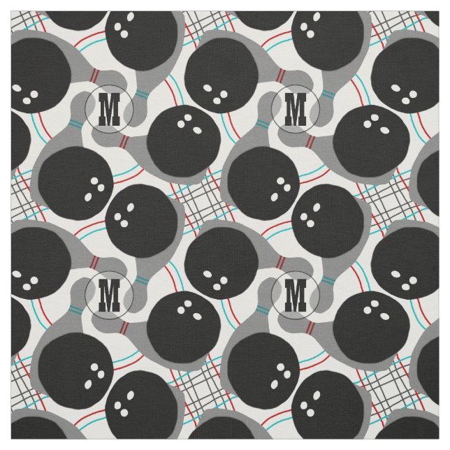 Tissu Boule de bowling et motif Personalizable de Pin (Échantillon)