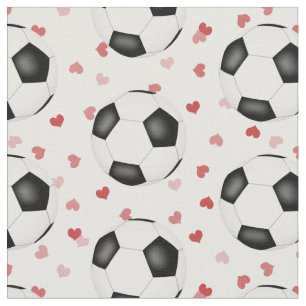 Tissu boules de football avec de minuscules coeurs sport