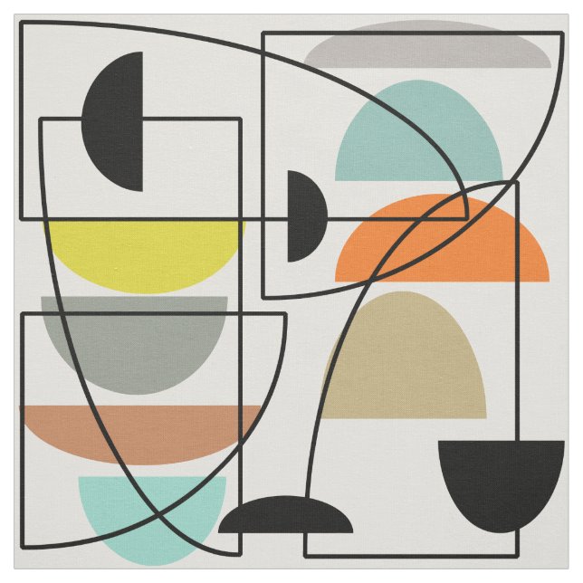 Tissu "Bowls" modernes du milieu du siècle (Échantillon)