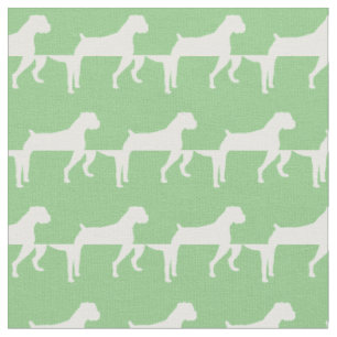 Tissu Boxer Chien Silhouette Animal Sage Vert
