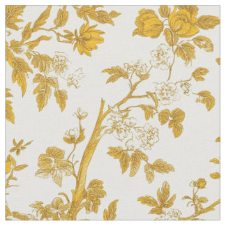 Tissu Branches de Rose Dorée