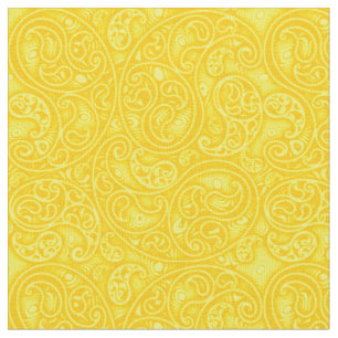 Tissu Bright Yellow Paisley Boteh se frotte et tourne