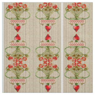 Tissu Broche de Nouveau d'art rose et coeur