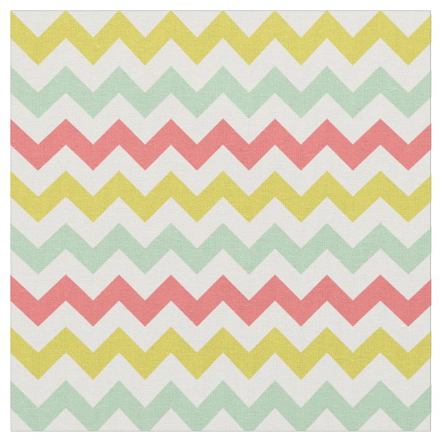Tissu Brochure verte Chevron jaune moderne de corail (Fermer)