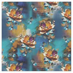 Tissu bronze Abstrait, style baroque bleu or