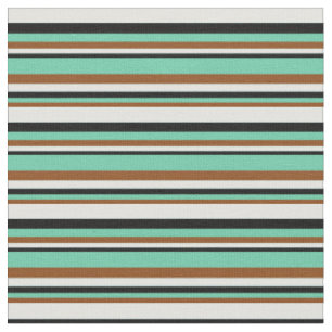 Tissu Brown, Aquamarine, Noir & Clair Cyan Coloré