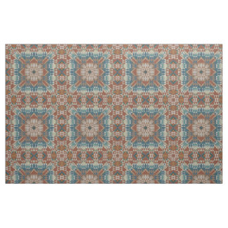 Tissu Brown Brûlé Orange Taupe Bleu Turquoise Aspect eth