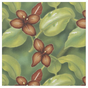 Tissu Brown fleurs tropicales