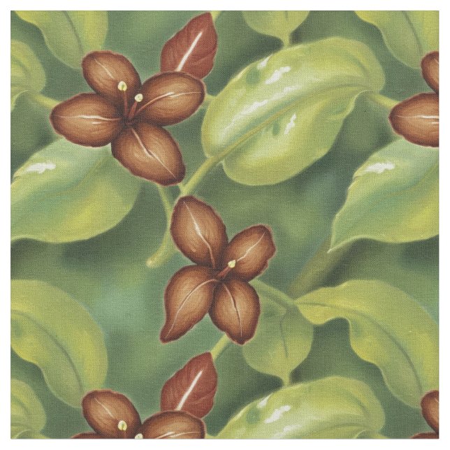 Tissu Brown fleurs tropicales (Fermer)