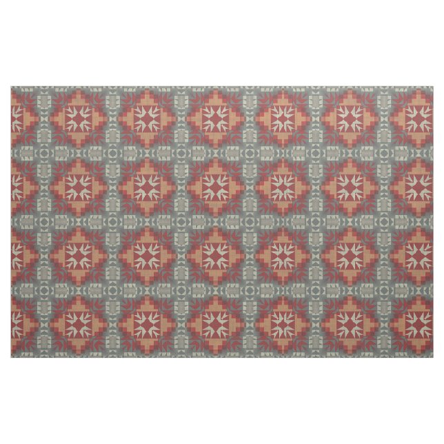 Tissu Brown gris foncé rouge orange Taupe beige ethnique (Fat Quarter)