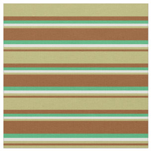 Tissu Brown, Khaki foncé, Cyan clair et vert mer
